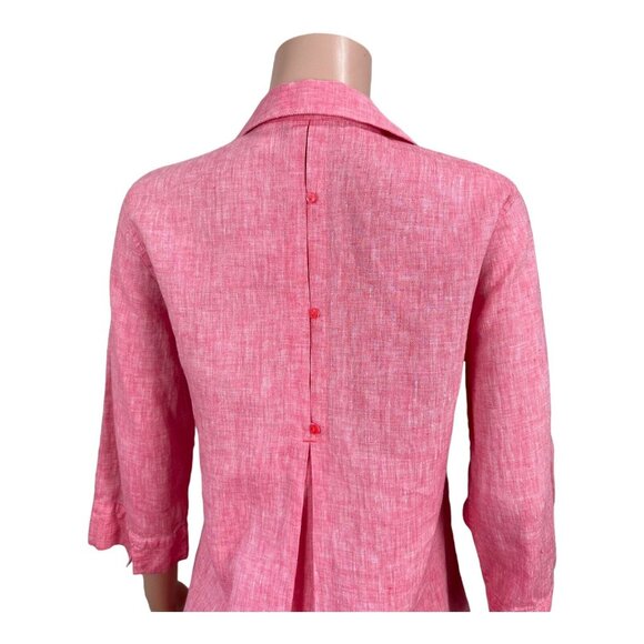 Chicos Womens Red 100% Linen No Iron Button Up Tunic Top Size 0 US S 3/4 Sleeve - Picture 10 of 15
